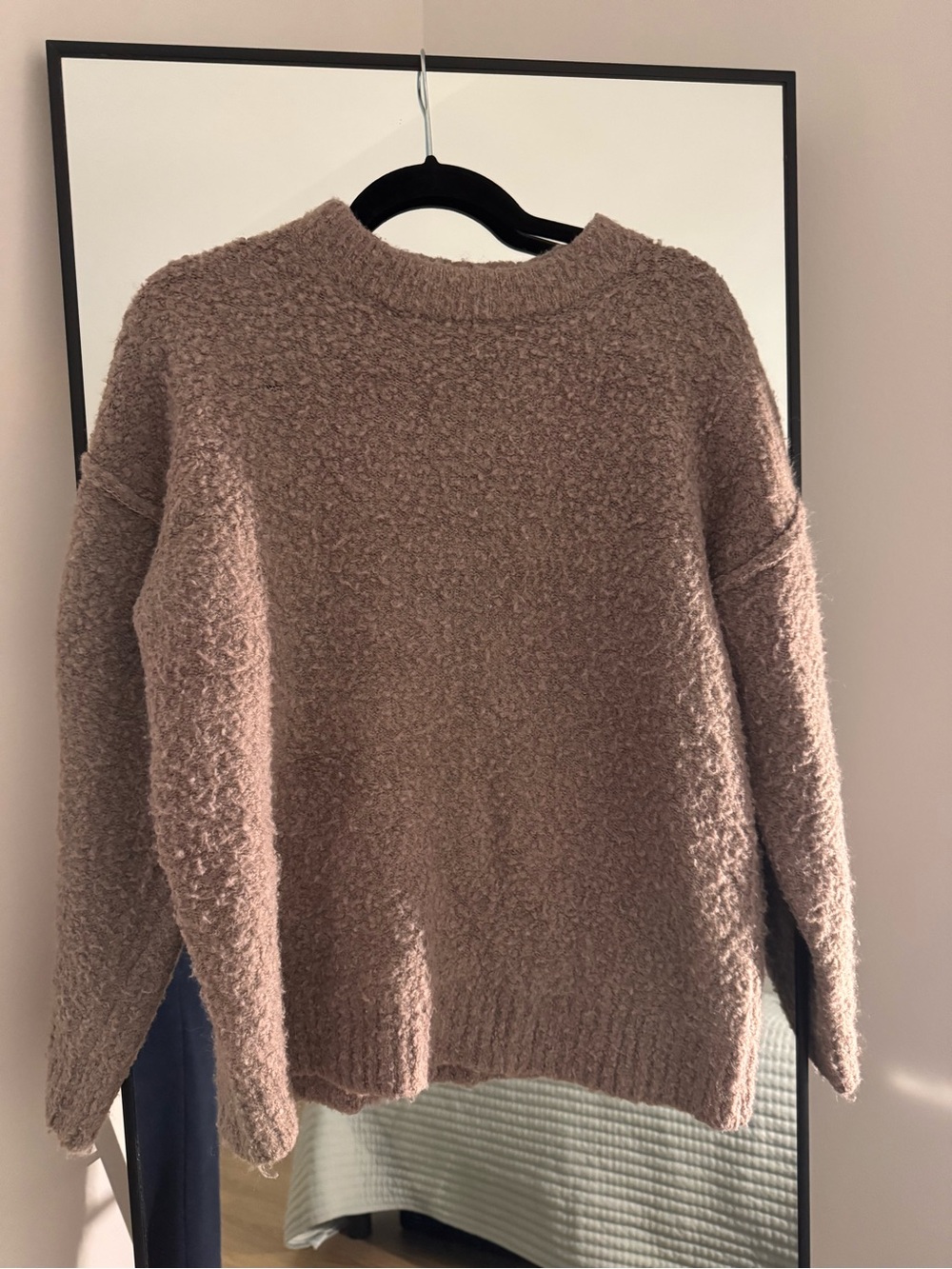 Bouclé Crewneck Sweater in Taupe